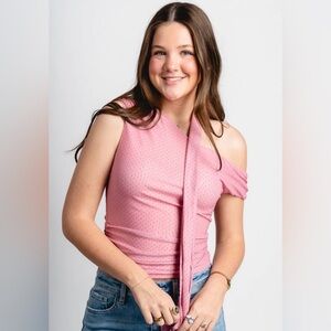 Le Lis Pink Asymmetrical Crop Top